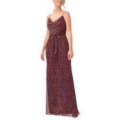 Hot Sale 🤩 Adrianna Papell 👩 Women's Cowl-Neck Tie-Front 👗 Dress Burgundy 👏