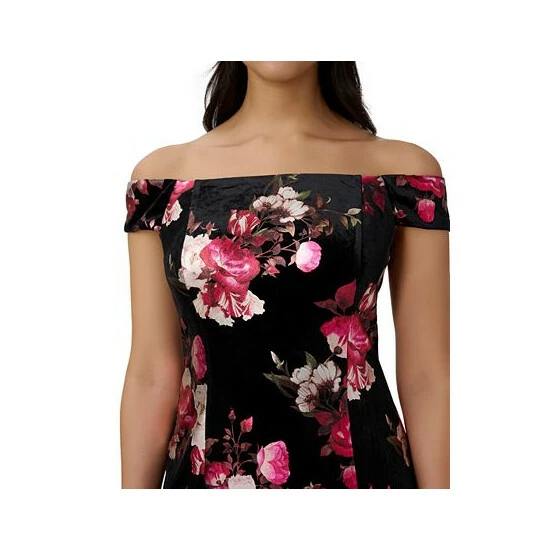 Coupon ๐ Adrianna Papell ๐ฉ Women's Velvet Off-The-Shoulder Cocktail ๐ Dress Black Multi ๐ - Image 3