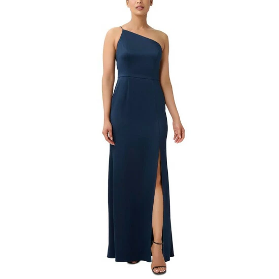 Top 10 🛒 Adrianna Papell 👩 Women's One-Shoulder Slit-Front Gown Dark Navy 🎁