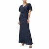 Best deal 👏 Adrianna Papell 👩 Women's Burnout Velvet Flutter-Sleeve Gown Midnight 🛒