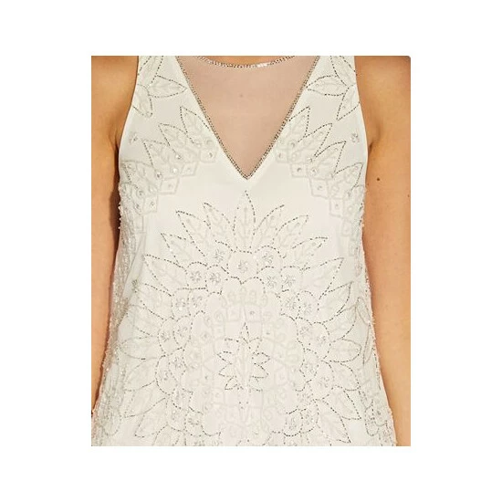 Best deal โ๏ธ Adrianna Papell ๐ฉ Women's Beaded Shift ๐ Dress Ivory โค๏ธ - Image 3