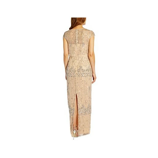 Best Sale ๐ Adrianna Papell Petite Beaded Popover Gown Silver Nude โ๏ธ - Image 2