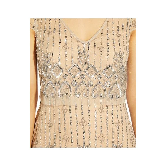 Best Sale ๐ Adrianna Papell Petite Beaded Popover Gown Silver Nude โ๏ธ - Image 3