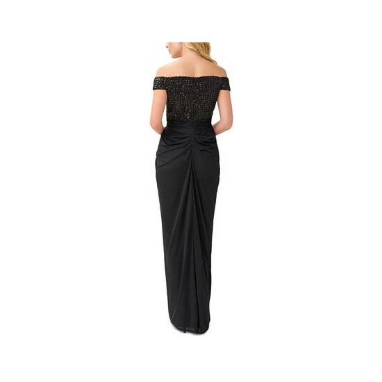 Coupon 🤩 Papell Studio 👩 Women's Off-the-Shoulder Sequined Gown Black 🥰 - Image 2
