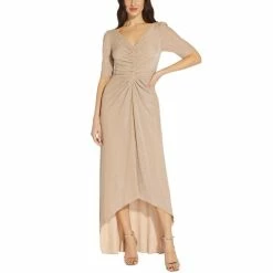 Deals 🛒 Adrianna Papell V-Neck Metallic Gown Champagne 🎉