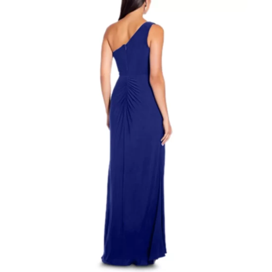 Best Sale โจ Adrianna Papell One-Shoulder Side-Drape Cascade Matte Jersey Gown Royal Saphire ๐ - Image 3