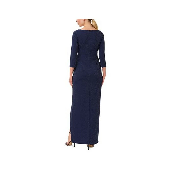 Wholesale 🌟 Adrianna Papell 👩 Women's Metallic Square-Neck Gown Light Navy 🎉 - Image 2