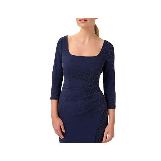 Wholesale 🌟 Adrianna Papell 👩 Women's Metallic Square-Neck Gown Light Navy 🎉 - Image 3
