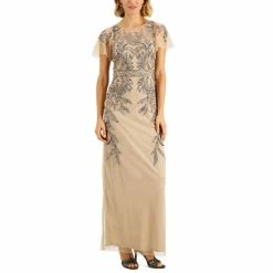 Brand new ⭐ Papell Studio Beaded Illusion-Sleeve Gown Nude ✨