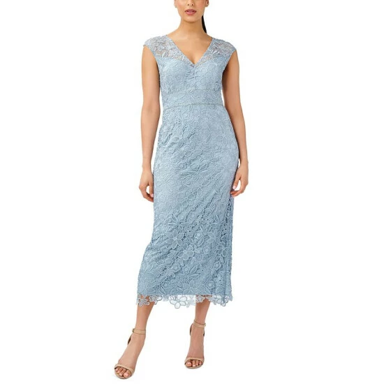 Cheap ๐ Adrianna Papell ๐ฉ Women's Lace Midi ๐ Dress Spring Ice โญ