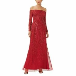 Flash Sale โญ Adrianna Papell Petite Beaded Off-The-Shoulder Gown Cranberry ๐