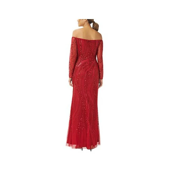 Flash Sale โญ Adrianna Papell Petite Beaded Off-The-Shoulder Gown Cranberry ๐ - Image 2