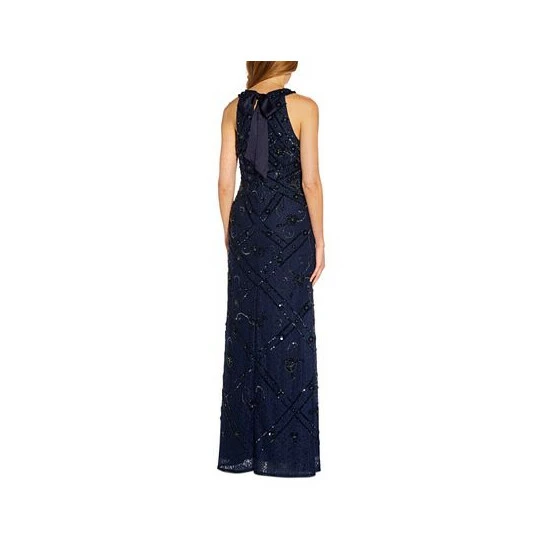 Cheap ๐ฏ Adrianna Papell Halter Beaded-Lace Gown Light Navy ๐คฉ - Image 2