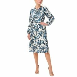 Flash Sale 👏 Adrianna Papell Printed Midi 👗 Dress Blue Multi ✔️