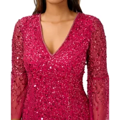 Hot Sale ⭐ Adrianna Papell Petite One-Shoulder Ruffled Gown Brilliant Fuchsia ⭐