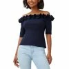Budget 😉 Adrianna Papell 👩 Women's Ruffled Off-The-Shoulder Top Midnight ⭐