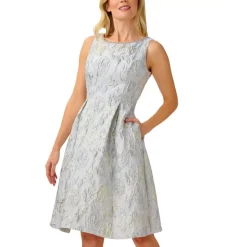 Deals ❤️ Adrianna Papell 👩 Women's Embroidered Split-Sleeve Gown Light Navy 🛒