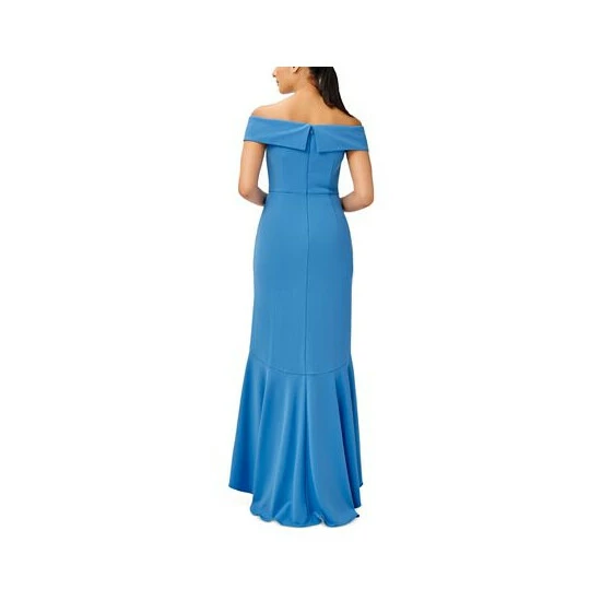 Best deal 😀 Adrianna Papell 👩 Women's Ruffled Off-The-Shoulder Gown Cool Cloud 👏 - Image 2