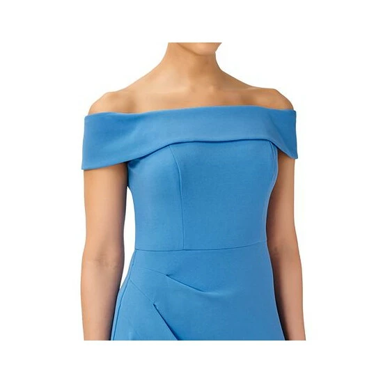 Best deal 😀 Adrianna Papell 👩 Women's Ruffled Off-The-Shoulder Gown Cool Cloud 👏 - Image 3