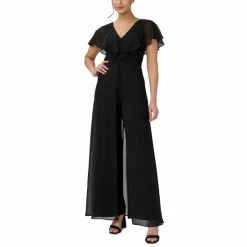 Flash Sale ๐ฅฐ Adrianna Papell ๐ฉ Women's Ruffled Overlay Jumpsuit Black โ๏ธ