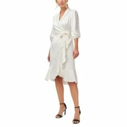 Wholesale 🔥 Adrianna Papell 👩 Women's Tie-Front Faux-Wrap 👗 Dress Ivory 😍