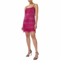Promo 🥰 Adrianna Papell Petite Beaded Cocktail Shift 👗 Dress Raspberry Wine 👍