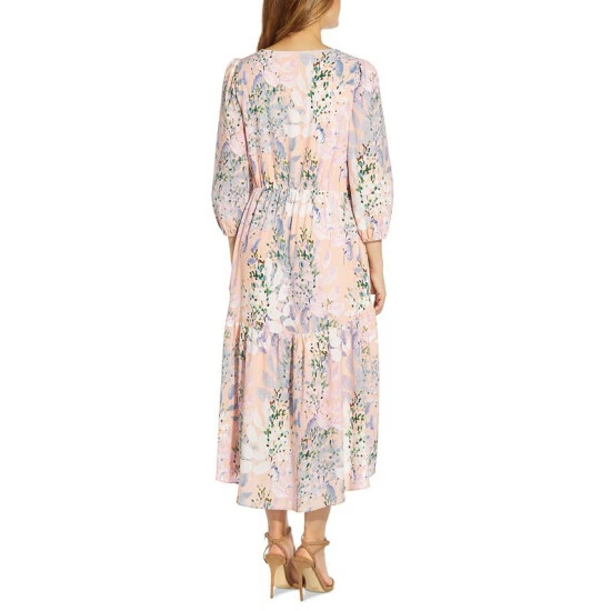 New 😀 Adrianna Papell Floral-Print Midi 👗 Dress Blush Multi 🤩 - Image 2