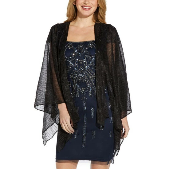 Deals 🔥 Adrianna Papell Asymmetrical-Hem Shawl Champagne Gold 👍 - Image 4