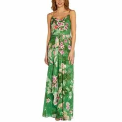 New ๐ Adrianna Papell ๐ฉ Women's Floral-Print Cowl-Neck Gown Green Multi ๐
