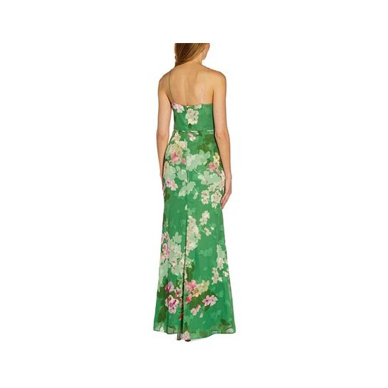 New 🛒 Adrianna Papell 👩 Women's Floral-Print Cowl-Neck Gown Green Multi 👍 - Image 2