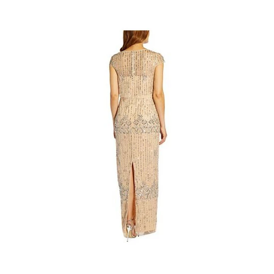 Outlet โ Adrianna Papell ๐ฉ Women's Beaded Popover Gown Silver Nude ๐ - Image 2