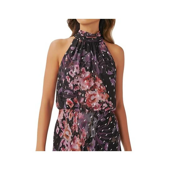 Promo โค๏ธ Adrianna Papell ๐ฉ Women's Printed Halter-Tie-Neck ๐ Dress Black Multi ๐ - Image 3