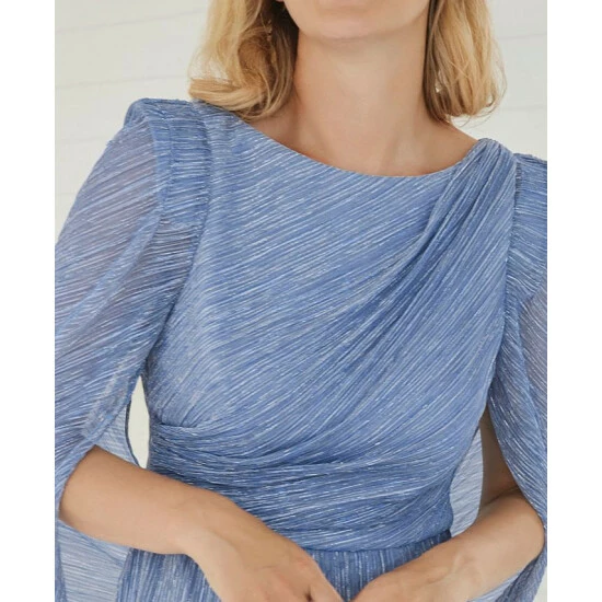 Flash Sale 😍 Adrianna Papell 👩 Women's Boat-Neck Zip-Back Cape Top Dusty Blue 😍 - Image 2