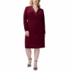 Promo 👍 Adrianna Papell Plus Size Notch-Collar Long-Sleeve 👗 Dress Wine 🔥