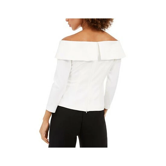 Cheap ๐ Adrianna Papell Double-Breasted Off-The-Shoulder Top Ivory ๐ - Image 2