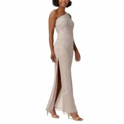 Deals ✔️ Adrianna Papell 👩 Women's Beaded Asymmetrical Gown Marble 🔥