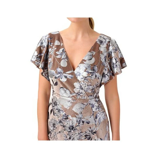 Best reviews of ❤️ Adrianna Papell Petite Burnout Velvet Side-Slit Gown Taupe 🎉 - Image 3