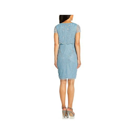 Coupon 🔔 Adrianna Papell Embellished Overlay 👗 Dress Air Sky Blue 😍 - Image 2