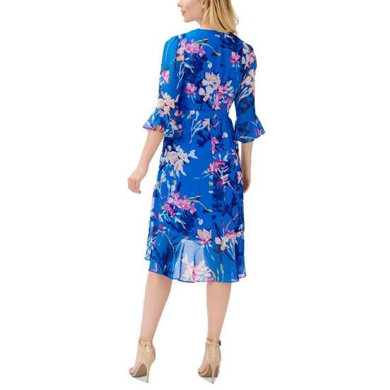 Top 10 โค๏ธ Adrianna Papell ๐ฉ Women's Floral-Print Faux-Wrap ๐ Dress Blue Multi ๐ฅ - Image 2