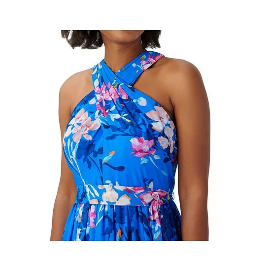 Coupon 🤩 Adrianna Papell 👩 Women's Chiffon Floral-Print Gown Blue Multi ✨ - Image 3