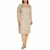 Top 10 ❤️ Adrianna Papell Plus Size Embellished Sheath 👗 Dress Biscotti Beige 👏