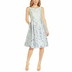 Best deal ❤️ Adrianna Papell Floral Jacquard Fit & Flare 👗 Dress Blue Multi 👏