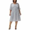 Wholesale ✔️ Adrianna Papell Plus Size Embellished Fit & Flare 👗 Dress Dusty Blue 💯