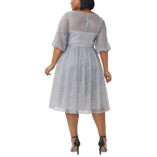 Wholesale โ๏ธ Adrianna Papell Plus Size Embellished Fit & Flare ๐ Dress Dusty Blue ๐ฏ - Image 2