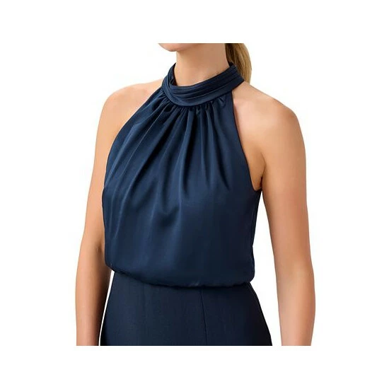 Cheap ๐ Adrianna Papell ๐ฉ Women's Sleeveless Blouson Halter Gown Dark Navy ๐ - Image 3