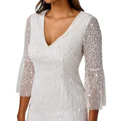 Discount ❤️ Papell Studio Embellished Boat-Neck 👗 Dress Dusty Blue 🤩