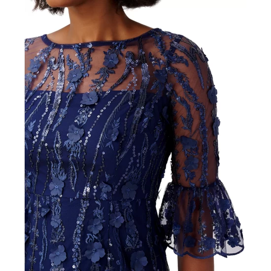 Cheap 🎉 Adrianna Papell 👩 Women's Metallic Ruched Sheath 👗 Dress Midnight ✨